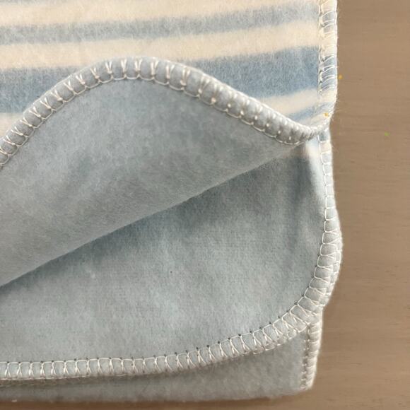 Vintage Light Blue Receiving Blanket With Stripes - Baby - Picture 2 of 4